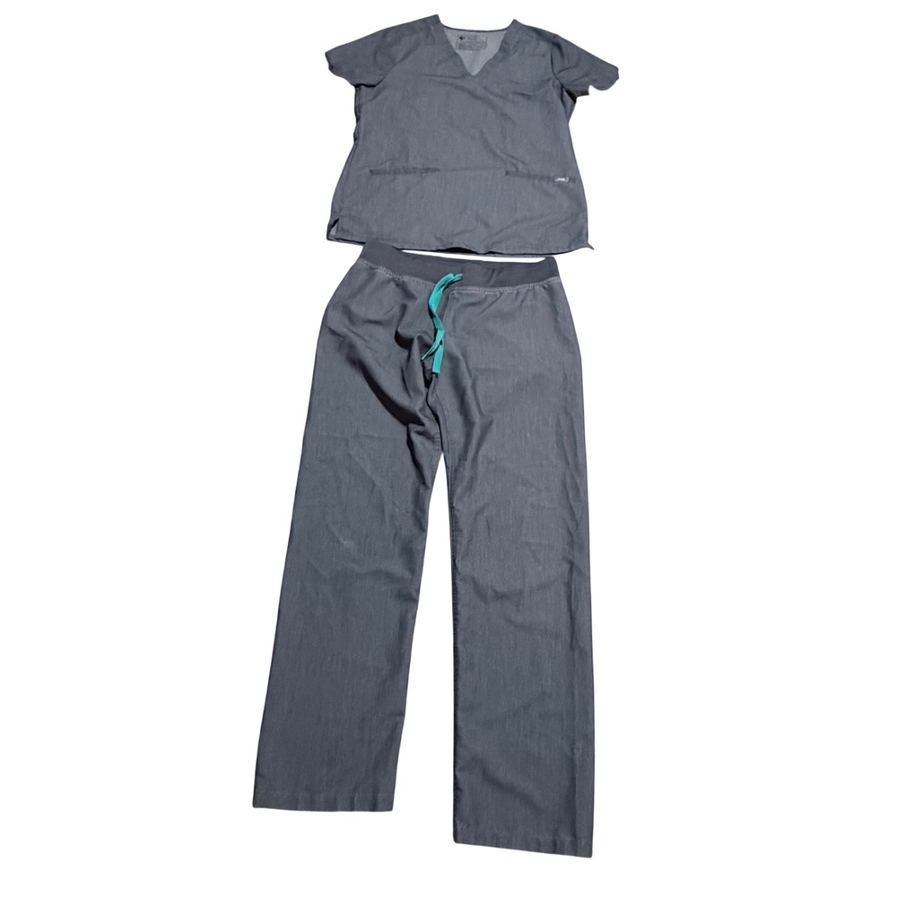 FIGS Graphite Scrub Set Casma Top sz S Livingston pants szS Nurse Medical Workwr